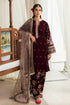 3 Piece - Unstitched Fully Embroided Velvet Fabric With Embroided Organza Dupatta
